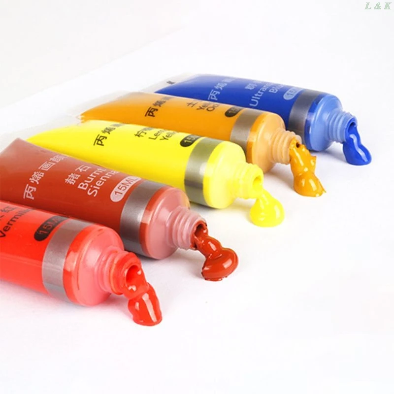 

12/24 Colors Artist Acrylic Paints 15ml Tube Drawing Painting Pigment Wall Paint