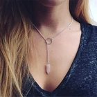 Женское Ожерелье с шестигранной подвеской из натурального камня