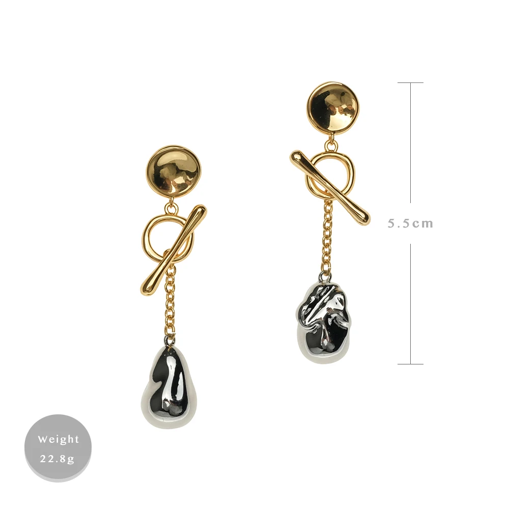 

EH15026-H11 Amorita Boutique Detachable Design Stylish metal Baroque pearl shape drop earrings