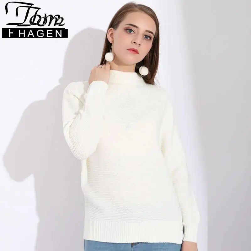 Женский ребристый свитер с высоким воротником женский черно-белый длинным