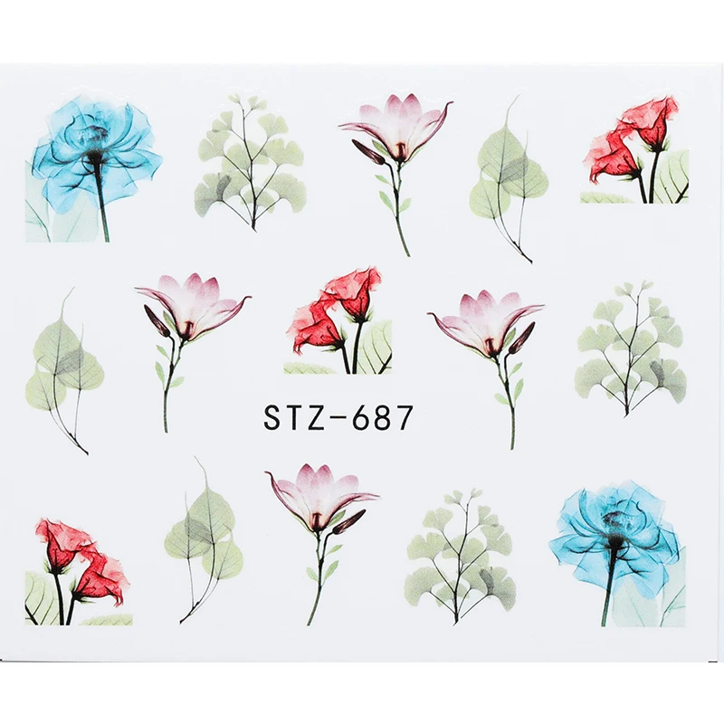1 шт Цветочные слайдер Водные Наклейки Наклейка для ногтей переводная татуировка
