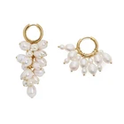 Серьги-кольца женские из нержавеющей стали, с натуральным пресноводным жемчугом, винтажные, 2021