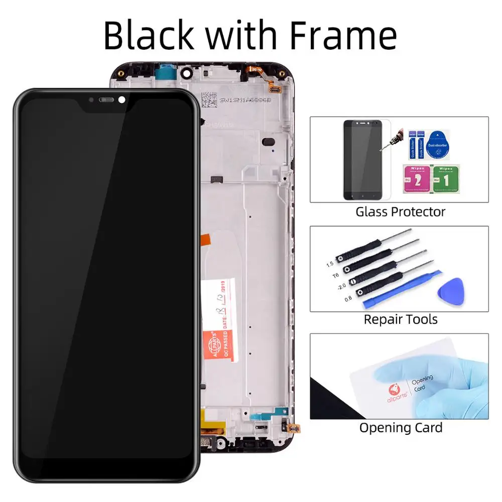 with Frame Black Дисплей для Xiaomi Mi A2 Lite 6 Pro LCD в сборе с тачскрином на рамке 5.84'' черный белый - Цвет: with Frame Black