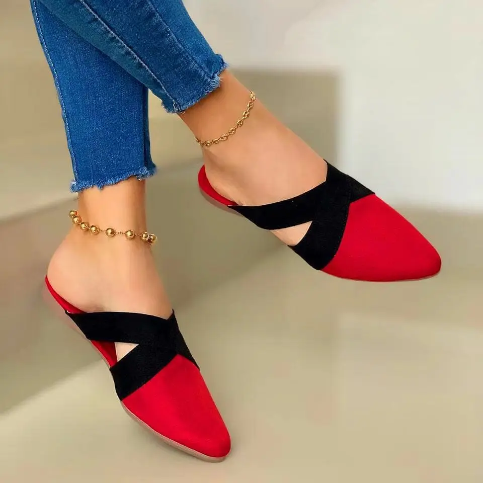 

Big Size Shoes Ladies' Slippers Slipers Women Flock 2021 Soft Flat PU Rubber Rome Spring Casual Slides Hoof Heels Scandals