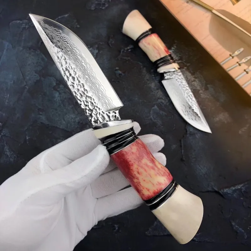 Тактические ножи с фиксированным клинком нож из дамасской стали ручной работы