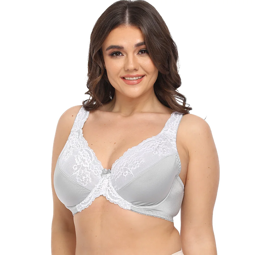 

Plus Size Bra Lace Underwire For Women Sexy Lingerie Black Bra Perspective Embroidery Floral Bralette Top C D E F G H I Cup