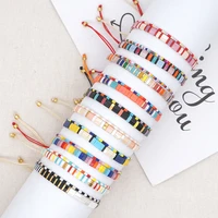 ethnic style retro glass color tila beaded rice bead bracelet female beaded woven handmade jewelry bracelet for women gift