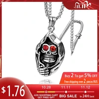 new exaggerated skull head shape pendant necklace mens necklace bohemian red crystal inlaid skull necklace accessories jewelry