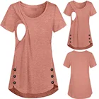 Одежда для беременных женские футболки для беременных женская одежда для кормящих грудью Однотонная футболка на пуговицах с коротким рукавом для беременных Топ