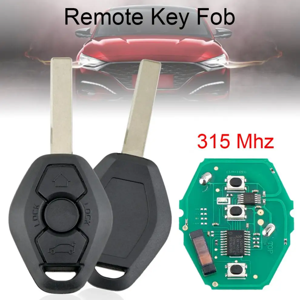 

315MHz 3Button Remote Car Key Auto Key Shell Replacement with ID7944 ID46 Chip Fit for BMW CAS2 5 series E46 E60 E83 E53 E36 E38