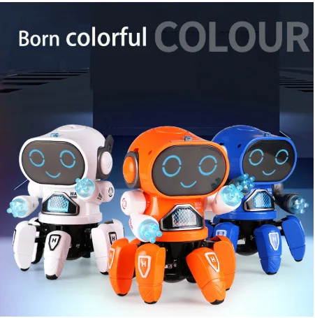 

Умный танцевальный робот Nicce, электронный танцевальный робот на радиоуправлении с шестью крапанами, со светодиодной подсветкой, игрушки-ро...