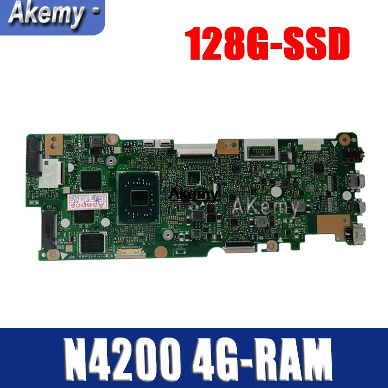 С N4200-CPU 4G-RAM 128G-SSD материнская плата для ноутбука For Asus Vivobook Flip TP401NA TP401N TP401MA TP401M |