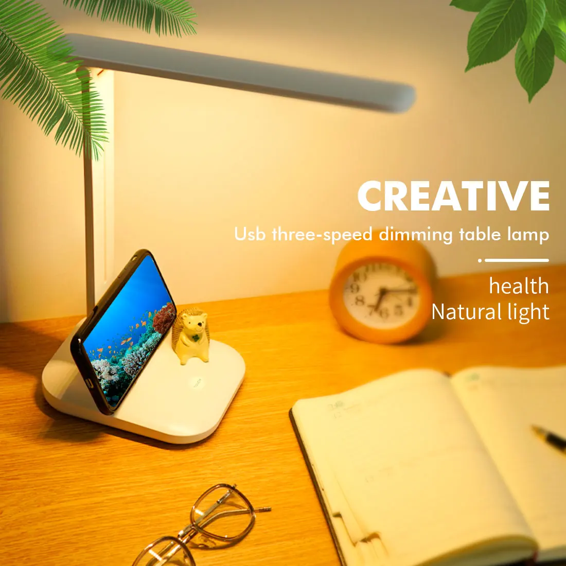 

LED Desk Lamp Foldable Three-speed Touch Dimming Table Lamp USB Rechargeable DC5V Beside Reading Night Light Lamp Eye Protection