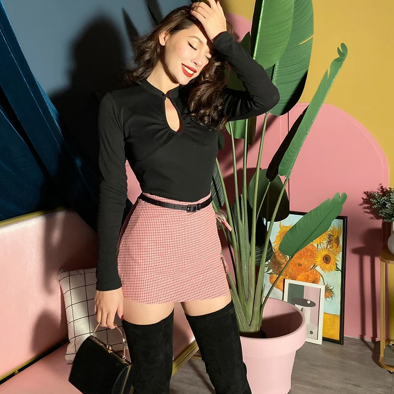 Новинка 2019 французские винтажные милые розовые клетчатые шорты юбки пикантные