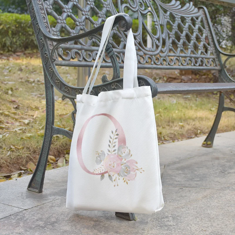 

Pink Letter Printing Canvas Bag Women Tote Bag Personality Shoulder Bag Leisure Large Capacity Shopping Bag Reusable Grocery Bag