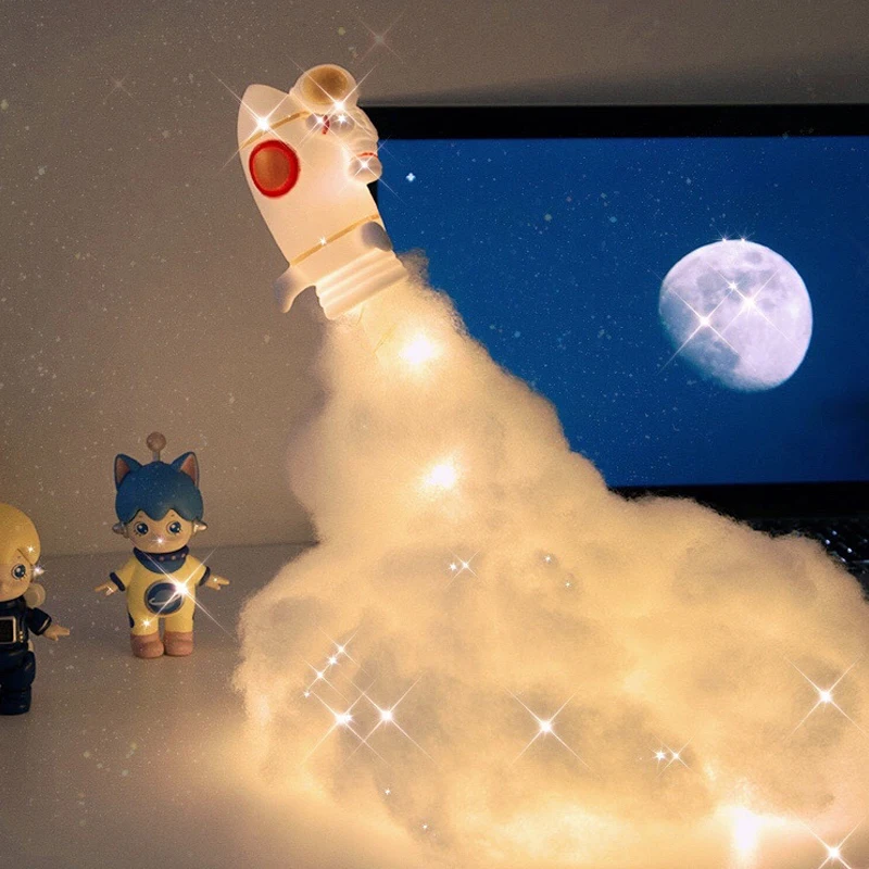 

Special DIY LED Clouds Rocket Astronaut Bedside Table Lamp Children Kids Bedroom Decora Night Light Birthday Gift Craft