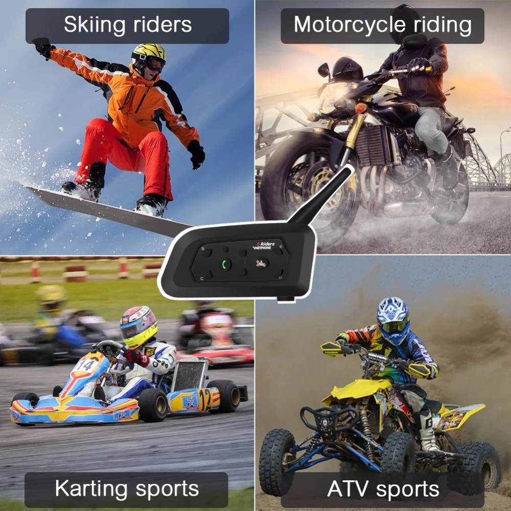 Bluetooth-гарнитура Intercom V6 для мотоцикла водонепроницаемое переговорное устройство