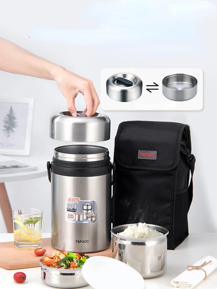 

Round Big Storage Lunch Box Stainless Steel Work Kitchen Bento Lunch Box Container Packaging Fiambrera Food Warmer BF50FH