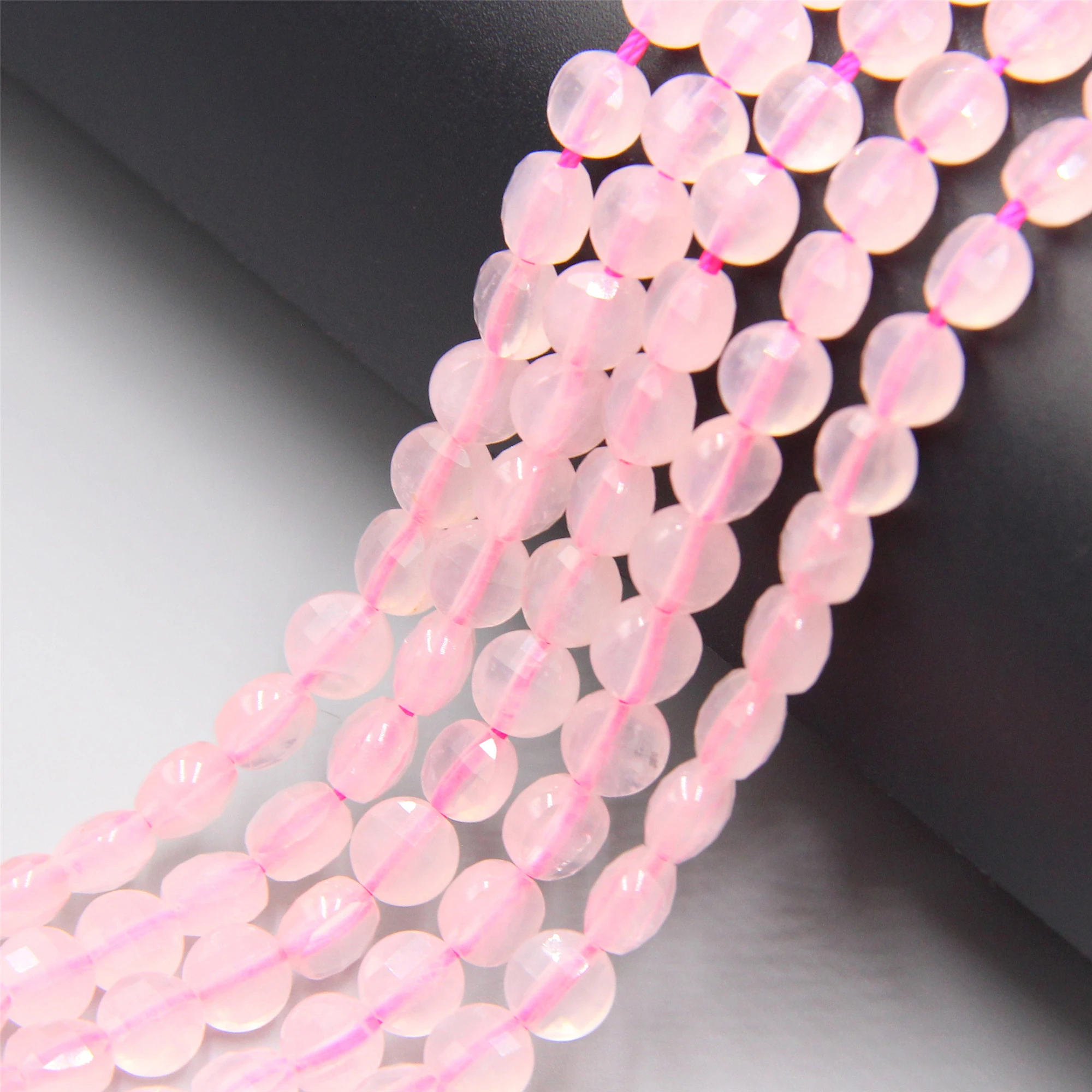 Бусины из натурального камня аксессуары для монет граненые розовые круглые