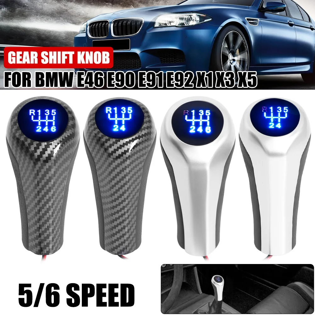 

5 6 Speed Manual LED Gear Shift Knob w/LED Backlight Leather Shifter Lever Handle Gear Stick For BMW E46 E90 E91 E92 X1 X3 X5