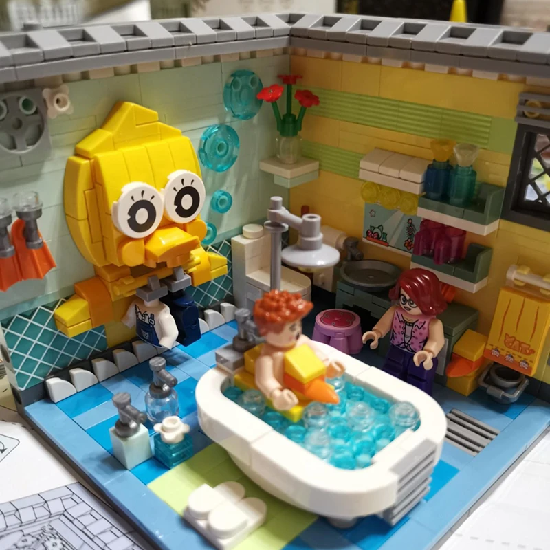 LOZ 1904 городской уличный домик угловая душевая кабина Модель 3D 592 шт. Сделай Сам