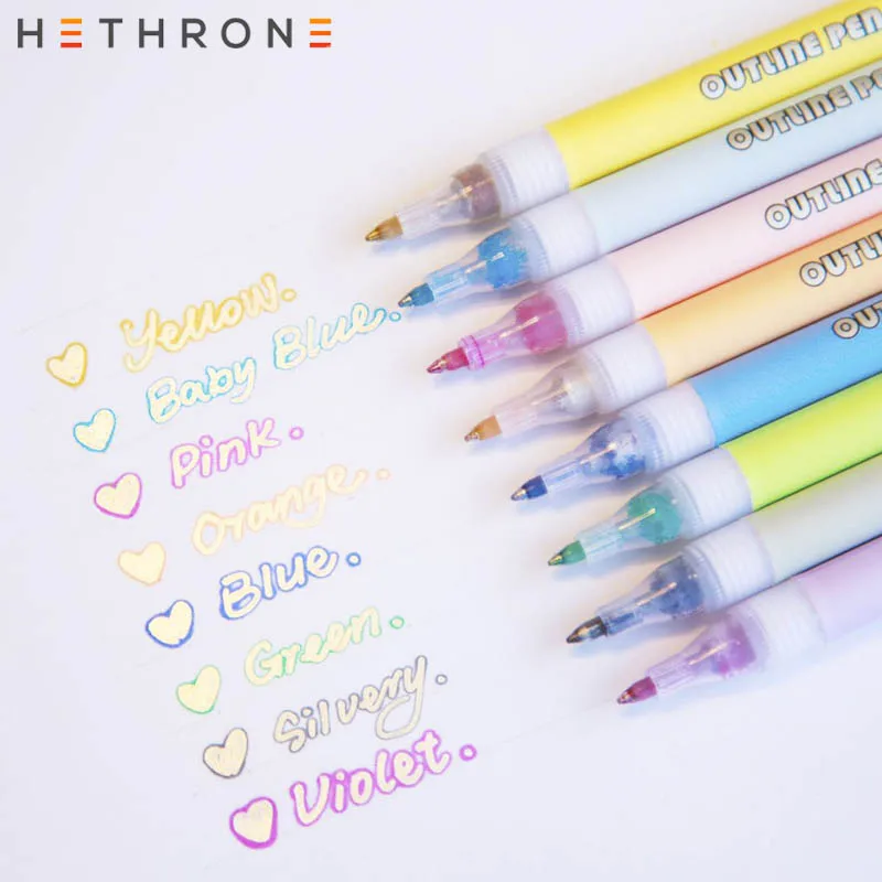 Hethrone 8 шт./компл. флэш блесток задного маркер красочные художественный маркер для белой доски флэш-памяти вручную учетной записи ручка фломастеры для рисования