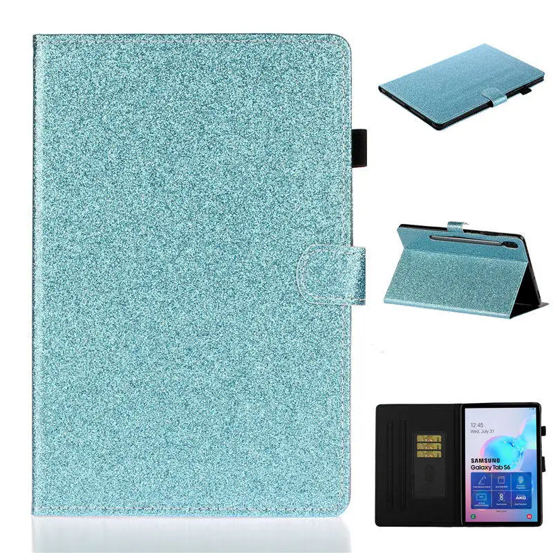Blue Блестящий чехол для Samsung Galaxy Tab S6 10,5 SM-T860 SM-T865 T860 10," чехол Funda Планшет Флип Стенд оболочка+ подарок - Цвет: Blue