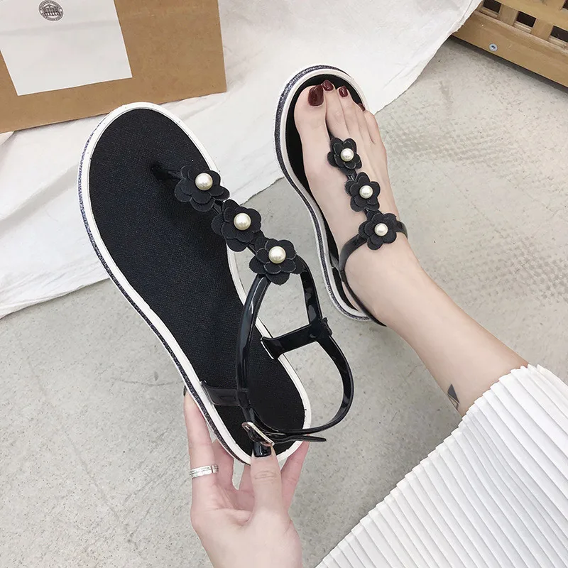 

New Women's Flat Sandals Bling Clip T-type Fashion Casual Shoes Women Buckle Beach Ladies Thong shoe Female Summer 2021