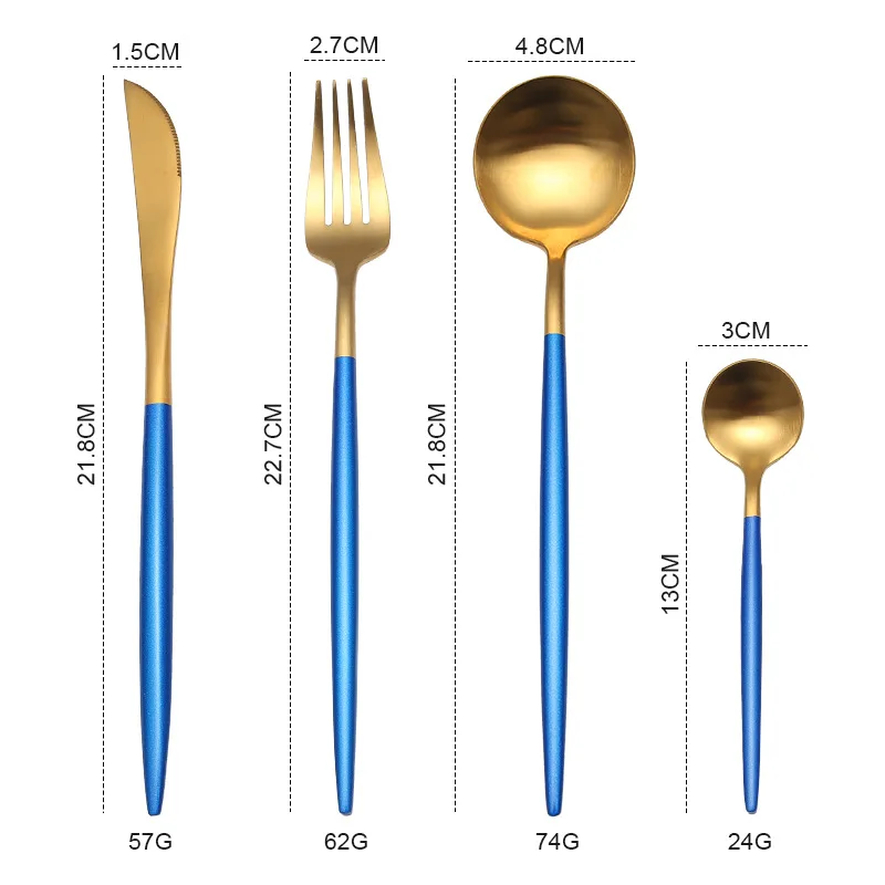 blue gold Набор столовых приборов 304, столовые приборы из нержавеющей стали, столовое серебро в западном стиле, золотой столовый набор из вилок, ложка, набор ножей, Прямая поставка - Цвет: blue gold