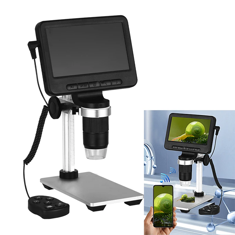 

High Quality Biological Microscope 1000X HD Digital Microscope 5 inch WiFi Microscopes Continuous Amplification Magnifier USB