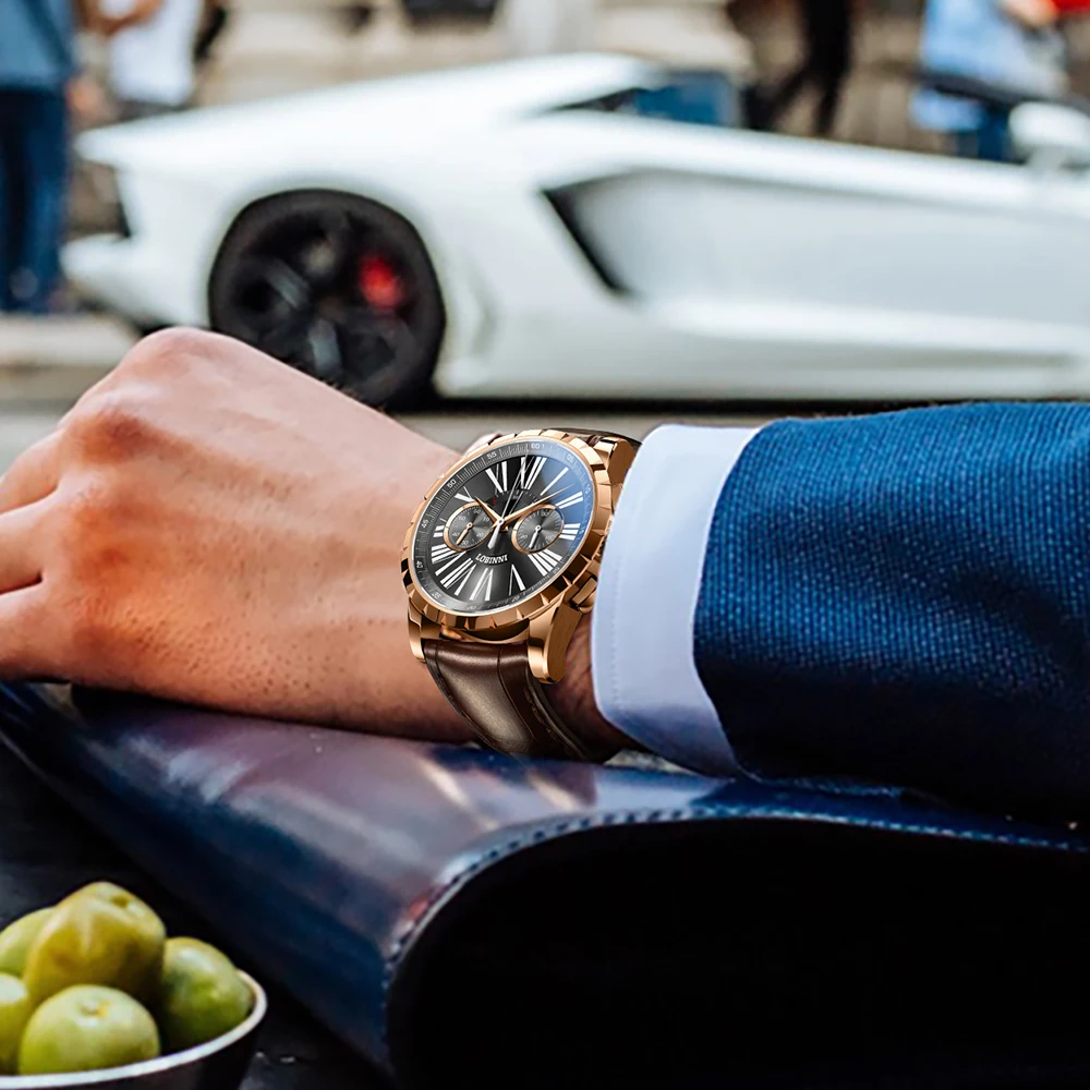 LOBINNI Мужские механические часы Seagull SelfWind роскошные швейцарские брендовые