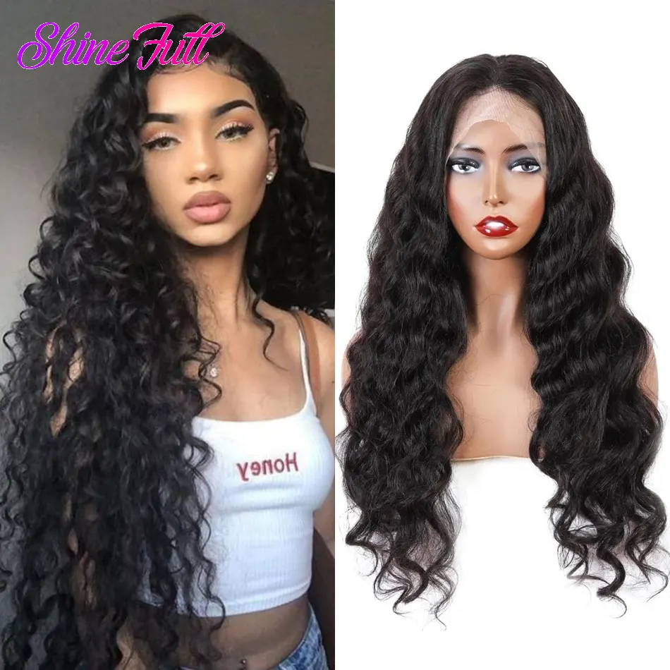 

ShineFull hair Brazilian Loose Wave Lace Closure Human Hair Wigs For Women HD 4X4 Lace Closure Wig 150% Frontal Wig Remy Hair