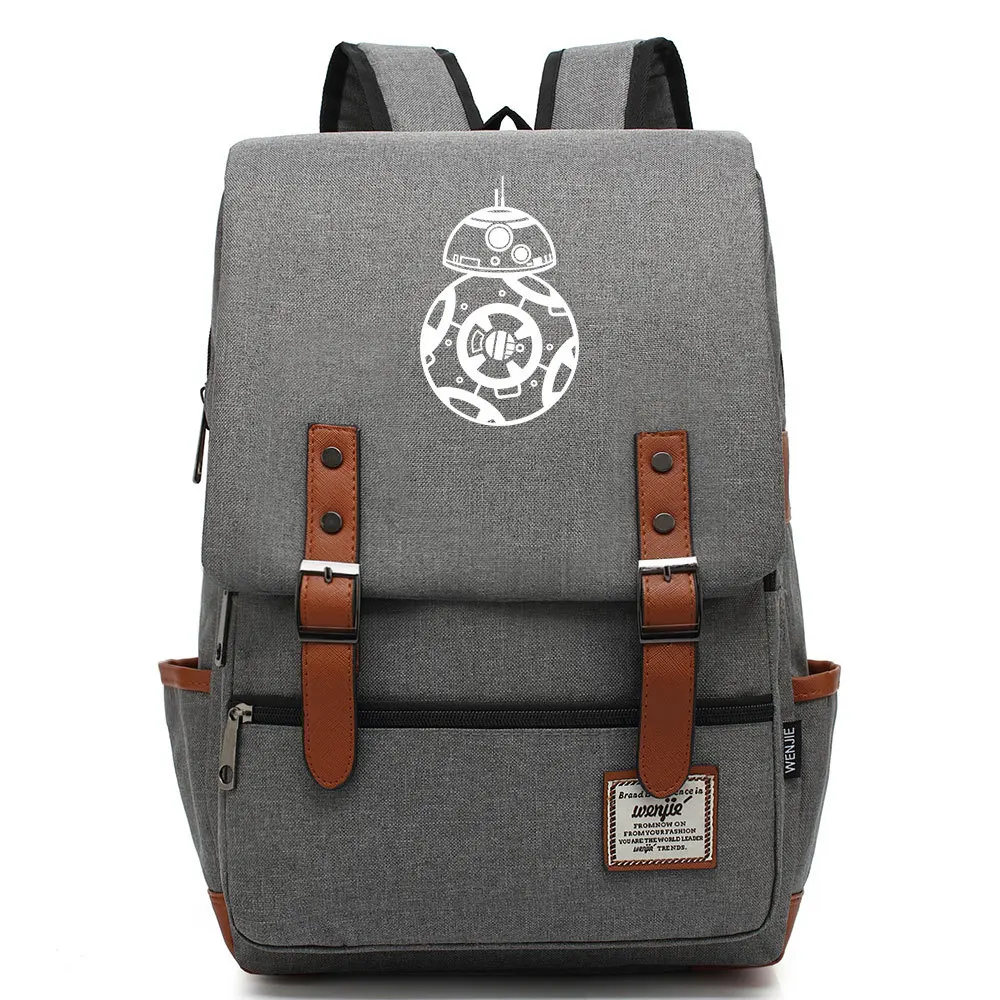 

The Mandallorian BB-8 Canvas Travel Backpack Star Waris Students Bag Gift for Kids