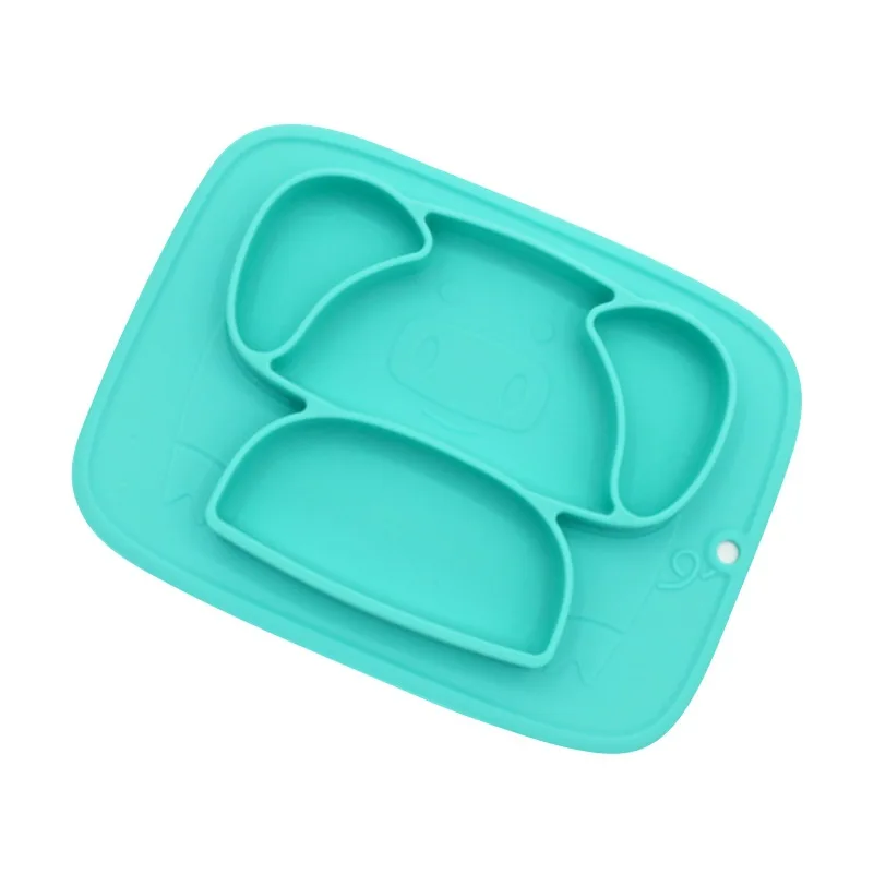 Green Детский Силиконовый поднос для кормления ребенка на присоске vajillas plato, посуда для младенцев, детская миска для еды pratos, детская миска для еды prato infantil - Цвет: Green