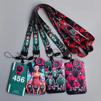 cartoon squid game lanyard card holder be applicable flat cards for office school activities exhibitions gifts etc