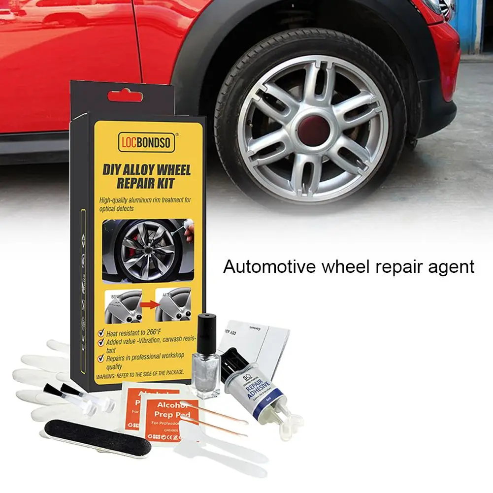 

11in 1 DIY Alloy Wheel Repair Kits Adhesive General Silver Car Auto Rim Dent Scratch Surface Damages Care Repair Hand Tool Set