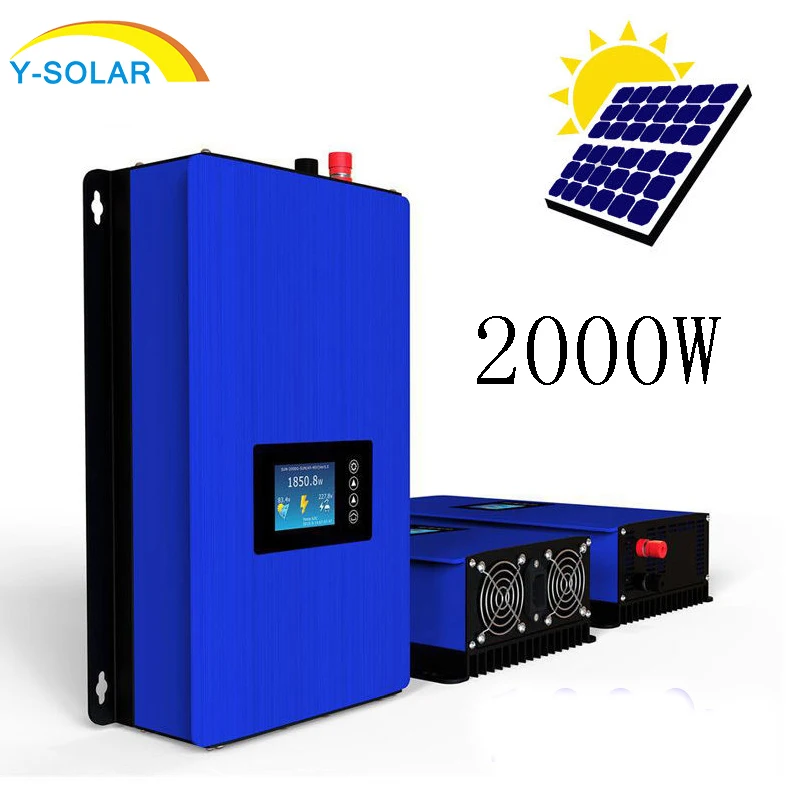 

2000W MPPT LCD Display on Grid Tie Inverter with Limiter Solar Panels Battery Home PV GTI-2000W-WIFI PLUG-LCD