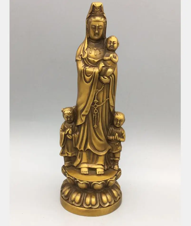 

China brass child Goddess of mercy Buddha crafts statue