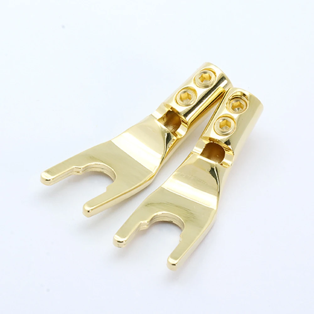 

U/Y Spade Banana Plug Male Solder Wire Connector Gold Plated Copper Speaker Terminal Fork Spade Plugs Audio Adapter Hifi Y plug