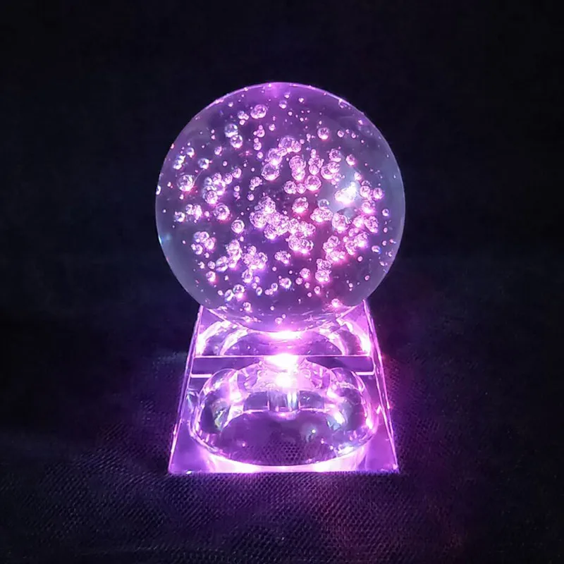 6CM Diameter Bubble Glass Ball Colorful LED Lighting Crystal Base Christmas New Year Home Decoration Accessories Birthday Gifts | Дом и сад
