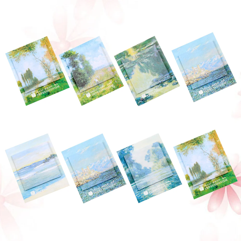 

8pcs Practical Sticky Notepads Self-Stick Note Pads Memo Pad Stationery Note Paper for Office School (Mixed Style)