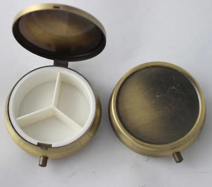 

100pcs Fast Shipping Metal Pill Boxes Diy Medicine Organizer Container Copper Wholesale