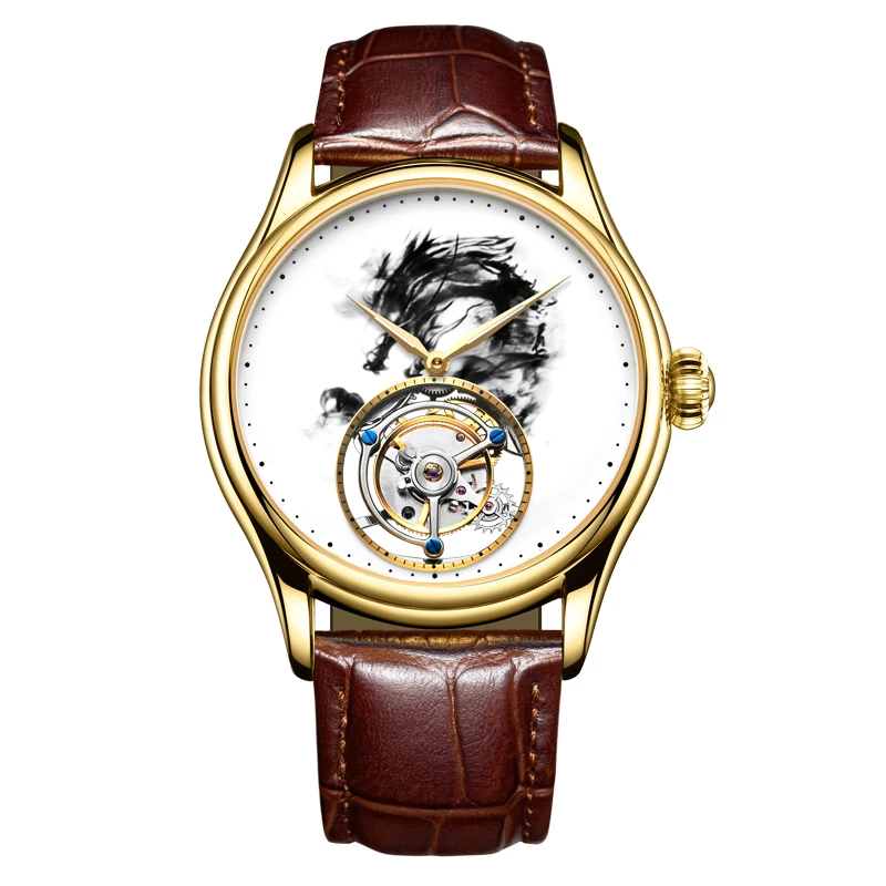 

2021 Ограниченная серия Дракон Для мужчин Tourbillon часы Рука Ветер движение Для мужчин t механические наручные часы Для мужчин s 40 часов аккумули...