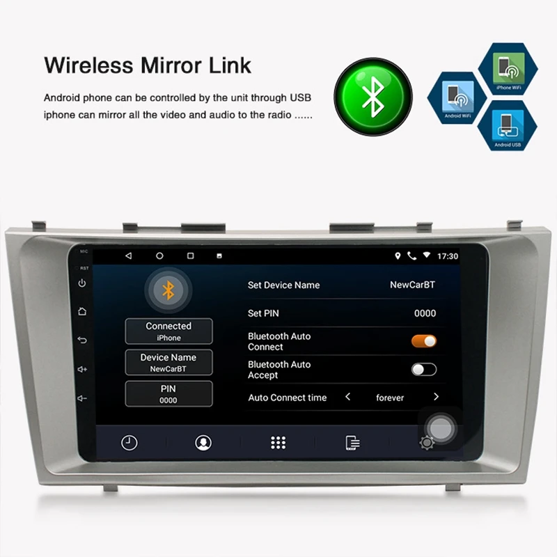 1 + 16G Android 8 автомобильный радиоприемник мультимедийный плеер для Toyota Camry 2009