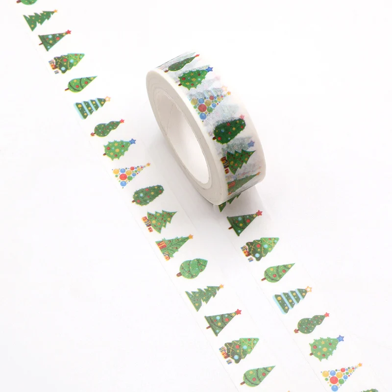 1X 15 мм * 10 м индивидуальный термоусадочный Декоративный Рождественский скотч с
