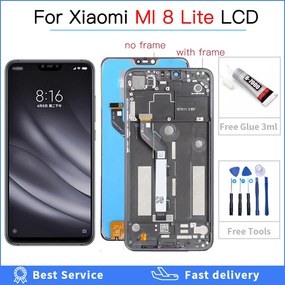 ЖК дисплей 6 26 дюйма для Xiaomi Mi8 Mi 8 Lite / 8X с рамкой и дигитайзером в сборе 10 точечных