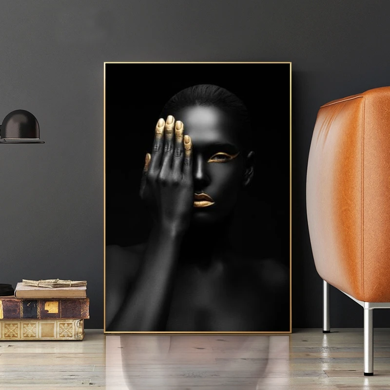 

Black Nude Woman Oil Paintings on Canvas African Art Portrait Posters and Prints Scandinavian Wall Pictures for Home Decoration