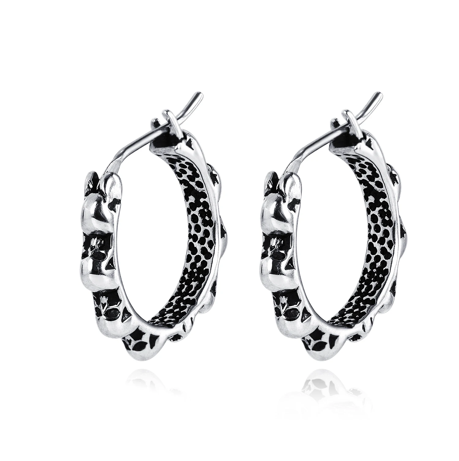 

New Fashion Men Unisex Hoop Earrings Punk Black Vintage Stainless Steel Earring Charm Fashion Jewelry