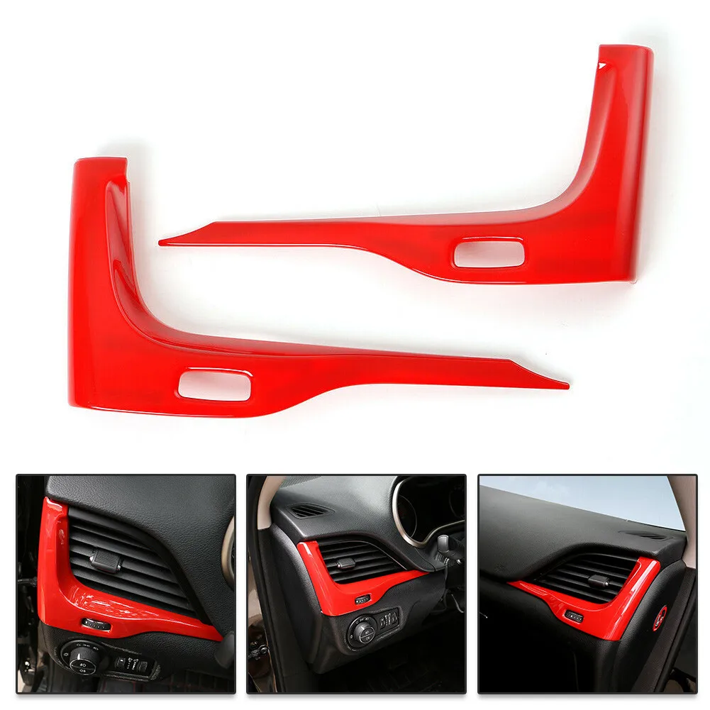 

2Pcs Air Vent Outlet Cover Dashboard Decorate For Jeep Cherokee Red Side