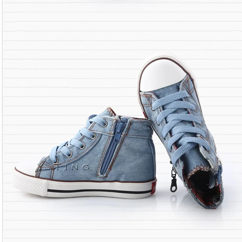 Детские холщовые кроссовки для мальчиков и девочек джинсовые ботинки на плоской
